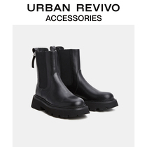 URBAN REVIVO2021 Winter New Lady Accessories Fashion splicing Chelsea boots AW46TS2N2004