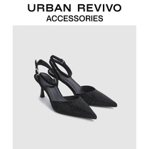 URBAN REVIVO2022 Summer New Lady Accessories Light Lavish Sensual Water Drill Pointed Shoes AW04TS0N2006