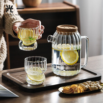 Light one pumpkin cold water bottle glass high temperature resistant large capacity tie pot high value cold water cup set household flower teapot