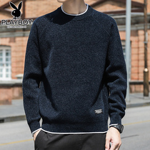 Playboy 2021 autumn and winter new mens sweater thick round neck sweater mens warm base shirt sweater