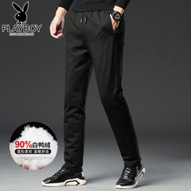 Playboy down pants mens winter warmth new cotton pants loose straight casual all-match trousers Korean version of the tide