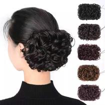 Cheongsam hair shape wig female fluffy ball head curly hair bag retro floral headdress pull hair Bud bride pan head