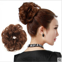Wig half ball head flower bud flower roll rubber band Hairband fluffy hair bag real hair top head plate hair short roll lifelike female