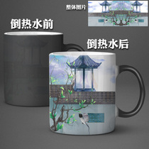 In case of heat change cup mug Chinese style Bamboo forest knife guest Ink painting Classical tea cup custom photo ceramic cup