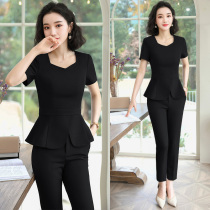 Front desk professional suit female summer wear fashion temperament goddess model high-end suit beauty short sleeve work clothes