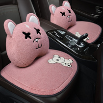 Cartoon car cushion winter plush three-piece women winter warm car short hair cushion single-piece seat cushion cover