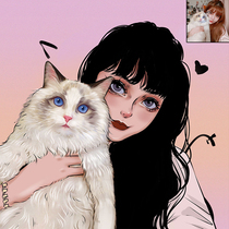 European and American style manuscript live photos turn hand-painted Avatar custom original Q version cartoon character design birthday