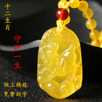 Chalcedony twelve zodiac pendant womens crystal necklace mens rat cattle Dragon Tiger Snake Dog horse chicken Sheep Monkey