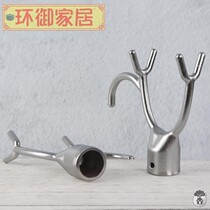 Clothes fork head metal stainless steel integrated fork head can hang clothes rod push-pull hook hanger support clothes rod