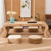 Simple rattan tatami tea table platform table Japanese Zen tea table balcony table Sinology low table floating window table Kang table