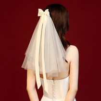 Veil light wedding dress Super Xian Sen sweet wind shaking net red multi-layer puffy Korean simple white bow