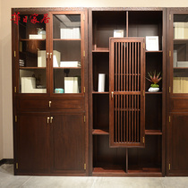 Huari home new Chinese style solid wood combination bookcase bookcase storage locker bookshelf cabinet study furniture