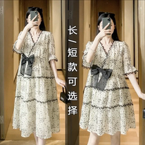 Maternity dress summer net red suit high fashion 2021 new maternity summer dress high-end chiffon dress summer