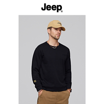 jeep jeep 2021 new mens American black street solid color print round neck long sleeve sweater men