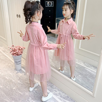 Girl Spring Dress Long Sleeves Dress Dress 2022 New Ocean Air Spring Summer Princess Nepotism Dress Girl Children Web Yarn Dresses