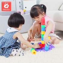 Stacking music toys Childrens puzzle stacking music building blocks Plastic stacking baby desktop fun games 1-3 years old