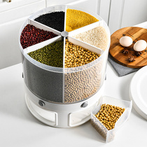 Grain storage box Kitchen rotatable grid storage rice bucket Grain grain rice tank White plastic sealed tank