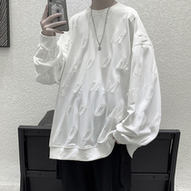 Street hip-hop sweater boys autumn crew neck loose trend ruffian handsome top Hong Kong trend brand foam printed jacket