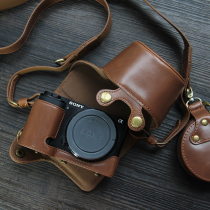 Suitable for Sony ZV-E10L camera bag vintage leather case one shoulder zve10 leather half set base
