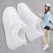 White shoes womens 2021 summer new all-match explosive style student flat bottom casual thick bottom increased spring breathable board shoes