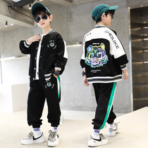 Boys spring clothing suit 2022 new CUHK childrens clothing foreign air boy Spring-autumn season Sport Two sets of Fried Street Tide