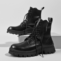 2021 new leather Martin boots mens high help English wind ins medium help trendy shoes tooling black autumn and winter mens shoes