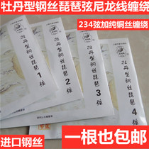 Peony-type steel wire pipa string childrens adult universal pipa piano string 1 2 3 4 strings full set nylon Winding Strings