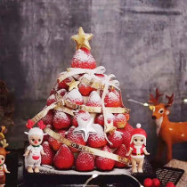 Christmas Cake Decoration Swing Piece Red White Angel Deer Corner Doll Golden Love Silk With Strawberry Tower Dress