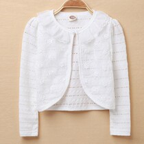 Thin girls shawl summer long sleeve with skirt outside small coat baby air conditioning cardigan knitted crotch shoulder spring and summer