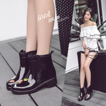 Rain boots women wear non-slip fashion galoshes outside summer treading water flat bottom 2021 new net red short tube rain rubber shoes women