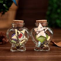 Colorful luminous heart-shaped glass bottle lucky drifting bottle blessing prayer love wish bottle birthday gift for girlfriend