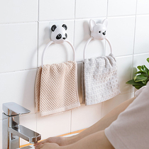 Punch-free bathroom toilet towel bar children cartoon cute hanging towel rack towel adhesive hook creative shelf