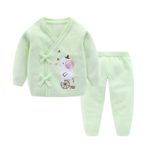 Ylippele infant thin sweaters clothing sleeves 0-3-month baby lacing stitch-knitted sweatshirt newborn clothes for spring