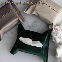 Nordic velvet tissue cover home car tissue box living room cloth box car towel bag simple car Tissue Bag