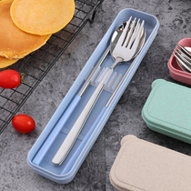 Stainless steel chopsticks spoon set portable tableware three-piece fork children adult students go out to carry tableware