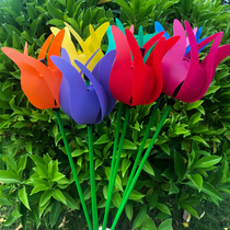 Xibao small tulip windmill simulation flower ground three-dimensional flower wind turn real estate kindergarten scenic spot decoration