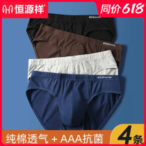 Hengyuanxiang mens underwear Mens briefs pure cotton boys summer thin breathable cotton underpants large size shorts head