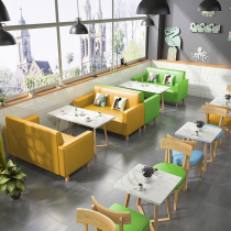  Milk tea shop table and chair combination is simple fresh and casual against the wall Dessert restaurant net red clear bar cafe deck sofa