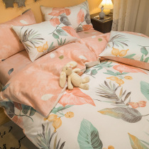 Nordic simple style ins cotton bedding four-piece bed hats 100 cotton sheets three-piece quilt cover spring and autumn