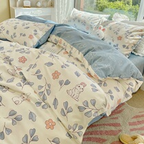 Cute pure cotton Ins bed bedding Four pieces of 100 beds 100 beds All cotton Children bed linen quilt Quilt cover Three sets