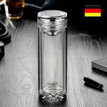 German SOYES glass water cup high-grade silver coin tea cup double insulation business mens and Womens Cup gift lettering
