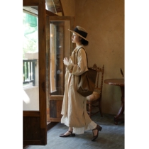 Miss Scarletto) The retro art card with its color anti-creasing and a long style coat of wind and coat for womens spring and autumn