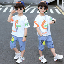  Childrens clothing boys  suit summer clothes 2021 new childrens short-sleeved summer middle and large childrens summer boys clothes thin tide