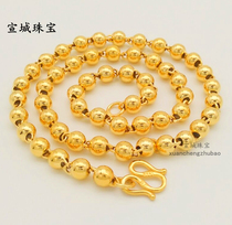  Authentic Vietnamese sand gold necklace Mens glossy round beads 999 non-fading jewelry Mens 18k gold Buddha beads jewelry thick