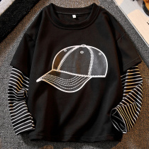 Boy t-shirt spring clothing 2022 new childrens sweatshirt CUHK child boy foreign air blouses spring and autumn with undershirt tide