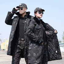 Winter thick cotton coat long cotton coat men plus velvet hooded middle-aged coat cotton suit camouflage military cotton coat