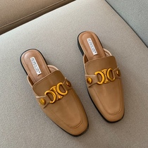 Baotou half-drag women's sandals wear 2022 new spring summer fashion net red square head metal buckle lazy Mueller shoes