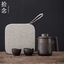 Jianshui purple pottery travel tea set portable fast guest Cup One Pot Two Cups kung fu bubble teapot car outdoor travel