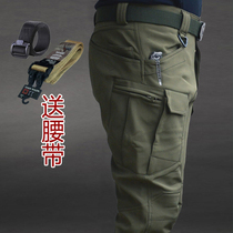 Autumn and winter overalls mens ix7 tactical pants soft shell assault pants plus velvet fleece pants waterproof loose training camouflage pants