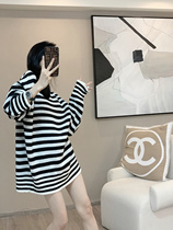 Sweater womens autumn 2021 New retro Japanese lazy wind loose pullover striped Joker coat tide